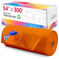 Orange Disposable Plastic Table Cover Roll - 54 Inch x 3600 Inch Waterproof Party Tablecloth with Cutter