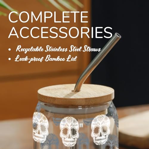 16oz Color Changing Glass with Skull Design - Unique Iced Beverage Tumbler