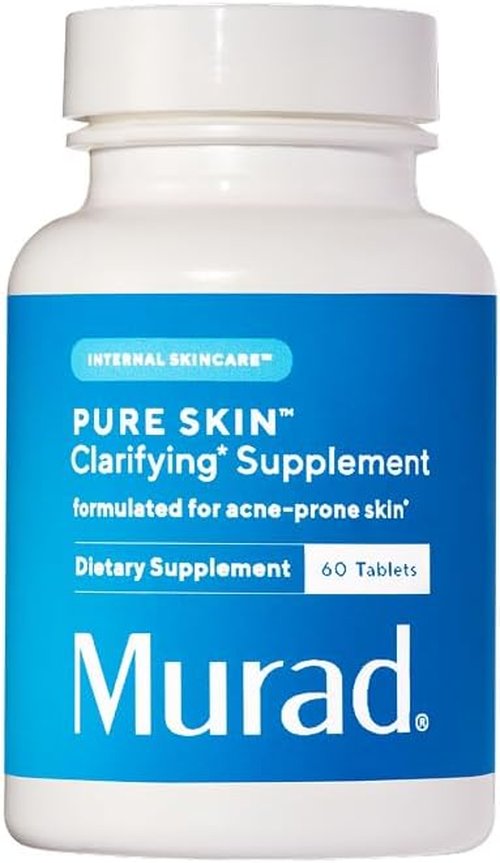 Murad Pure Skin Acne Supplements - 60 Tablets for Clear Skin Support | Vitamin A, B6, Zinc & Amino Acids Blend