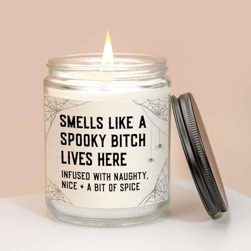 Spooky Halloween Candle with Witchy Web Design and Dark Humor - 7oz Soy Wax