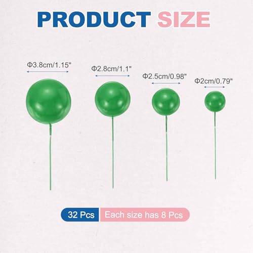 Cake Toppers Foam Ball Set - Grass Green, 32 Pcs Party & Wedding Decoration