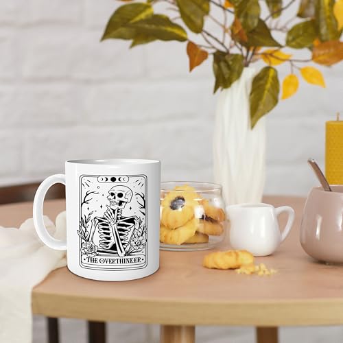 Skull Skeleton Mug - Gothic Coffee Cup for Goth Decor & Gift - 11oz White Ceramic