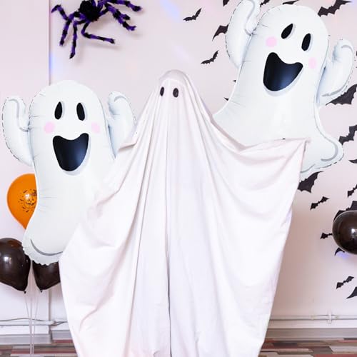 Halloween Ghost Balloons Set - 6 Large Foil Inflatable Decorations for Indoor Outdoor Parties