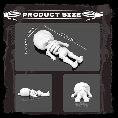 Mini Skeleton Keychains Set - 3D Articulated Party Favors & Haunted Decor