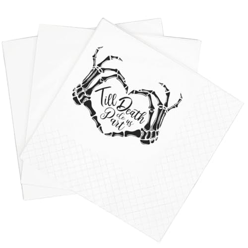 Funny Gothic Skeleton Cocktail Napkins - Till Death Do Us Part, 100 Pack