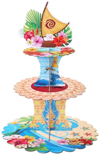 3-Tier Hawaiian Cupcake Stand for Luau Party and Birthday Decorations