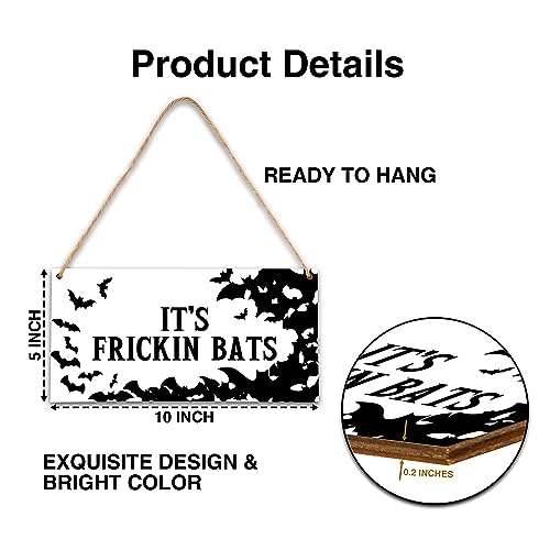 It's Frickin Bats Halloween Wooden Door Sign - Front Door Wall Decor, 5x10 Inches - Halloween Party & Nursery Decor