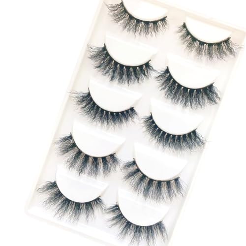 Sunniess 3D Faux Mink Eyelashes - Black + Pink, Wispy Fluffy Volume Lashes