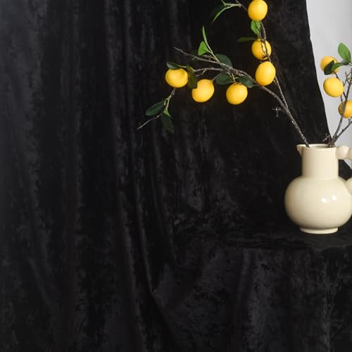 Black Velvet Curtains 84 Inches Long 52W x 84L Pack of 2 - Elegant Home Drapes