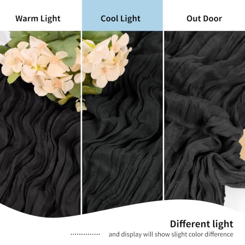 Black Cheesecloth Table Runner 17x108 Inches - 6 Pack Boho Wedding Party Decor