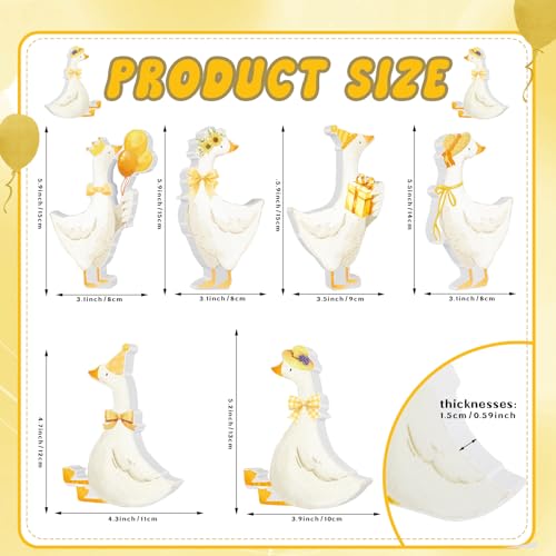 Wooden Silly Goose Tabletop Decor Set - Pink Bow for 1st Birthday Party (Yellow Variation)