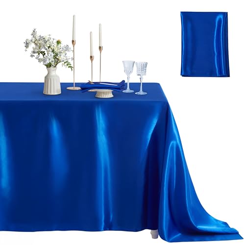 Royal Blue Satin Rectangle Table Cover 60 x 120 Inches - Elegant Party Decor