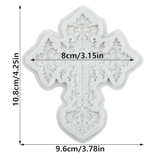 Cross Silicone Mold for Cake Decorating - Style C - Baroque Lace Cross