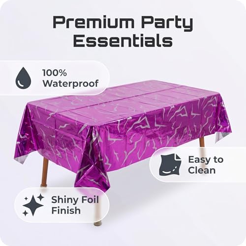2 Pack Iridescent Party Tablecloths for Birthday Halloween Thanksgiving - Purple & Blue Variations