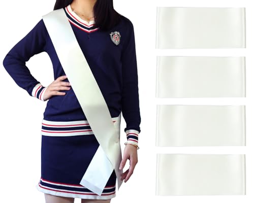 Ivory Satin Sash for Pageants, Prom, Birthday - Custom DIY Personalized 4 Pack