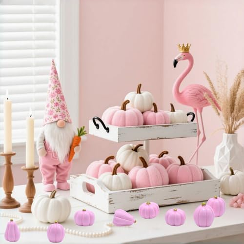 Mini Pink Pumpkins for Crafts - 60 Pcs Fall Decor, Halloween & Thanksgiving