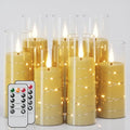 Clear Flickering Flameless Candles with Remote - 7 Pack LED Battery Operated with Timer & String Lights - Halloween & Christmas Decor