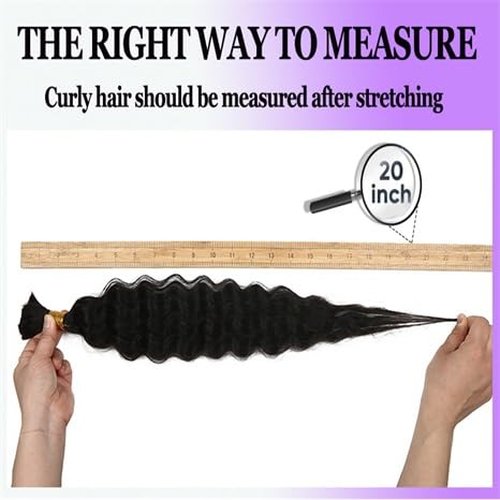 Human Braiding Hair for Boho Braids Human Hair 150g 18 Inch Deep Wave Natural Color Boho Braids Human Hair No Weft Boho Human Braiding Hair Curly 6 Bundles/Pack 1B