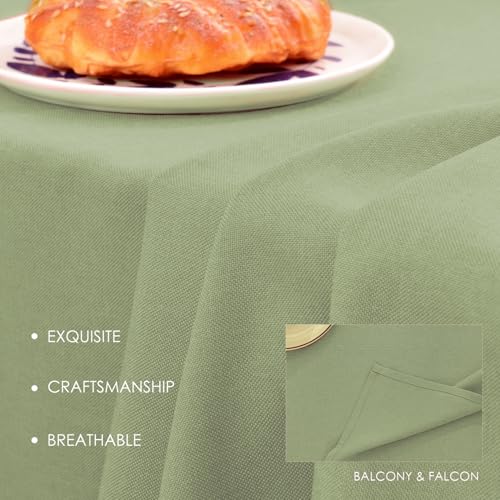 Waterproof Sage Rectangle Table Cloth 57x118 Inches - Easy Care Faux Linen