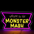 Purple Neon Sign Wall Decor - Welcome to the Monster Mash LED Light for Gaming & Party Rooms