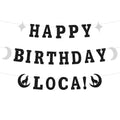 Vampire Theme Happy Birthday Banner Gothic Party Decorations - Black Glitter