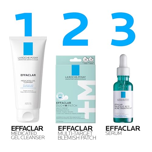 La Roche-Posay Effaclar Multi-Target Blemish Patches, Hydrocolloid Pimple Patches For Face Shields, Targets & Absorbs, Suitable Under Makeup, 22 Patches, 12 Small Size & 10 Medium Size