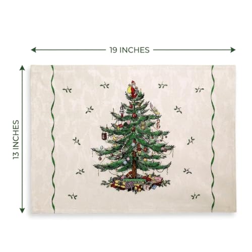 Holiday Placemat Set - 4 Pack, 19x13 Inches, Spode Christmas Tree Pattern