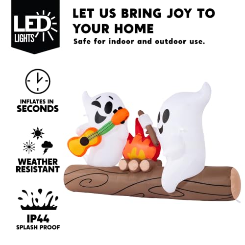 6ft Halloween Inflatable Ghost with LED Campfire Outdoor Decoration