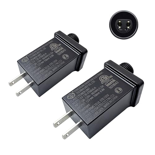 12V 0.7A Class 2 Power Supply Adapter for Halloween & Christmas Decorations - IP44 Waterproof Dual Pack
