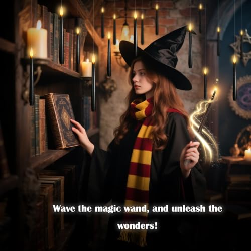 Black 12pcs Flameless Floating Candles with Wand Remote - Halloween & Christmas Decor