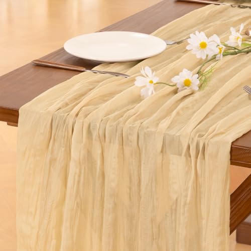 Sand Cheesecloth Table Runner 10ft for Wedding Party Birthday Home Decor - 10 Pieces