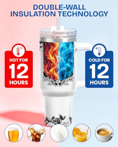 34HD Wiches Characters 40 oz Tumbler with Handle - Holiday Gift - Wichewhite