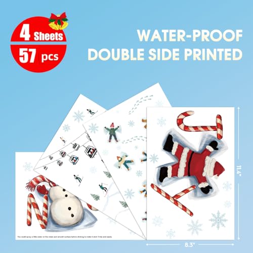 Winter Christmas Window Cling Stickers - 57 PCS Holiday Decor for Glass & Mirrors
