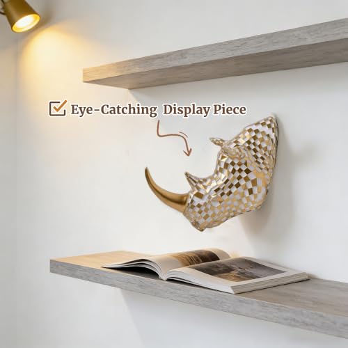 Animal Wall Art Sculpture - Rhino Head Resin Wall Decor 8.66 Inches Gold - Variation of THIS listing