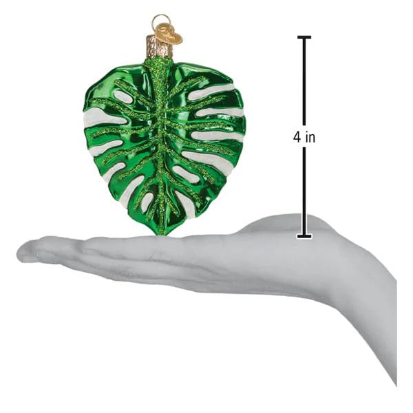 Glass Monstera Leaf Christmas Ornament - Handcrafted Tropical Holiday Decoration