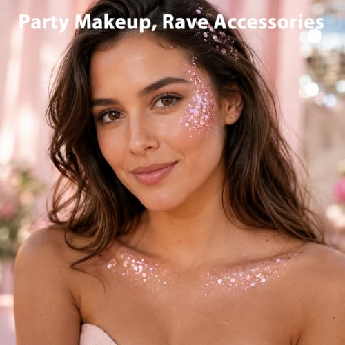 Pink Body Glitter Stick - Sparkling Face & Hair Makeup for Festivals & Parties