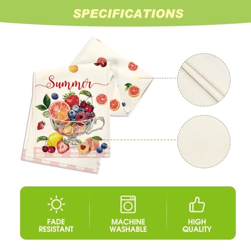 Seasonal Table Runner 13x90 Inch - Beige & Pink Fruits Pattern for Dining & Home Decor