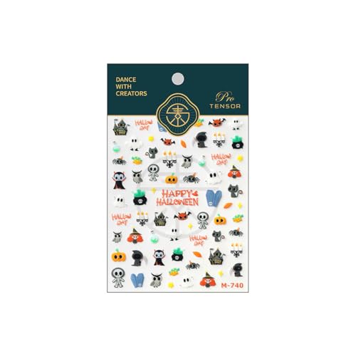 Halloween Nail Stickers Spooky Cute Decals Pumpkin Ghost Cat Skull Style 36