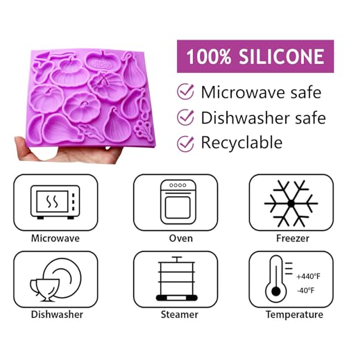Purple Fall Pumpkin Silicone Mold for Cake Decoration & Candy, 15 Cavities