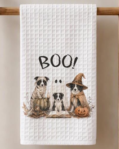 Halloween Dog Kitchen Towel - Border Collie Fall Decor for Kitchen & Gift