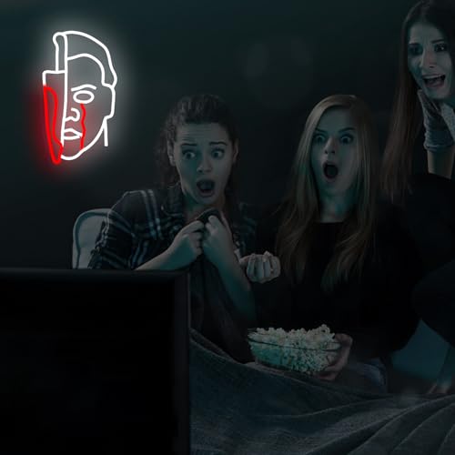 White Horror Movie Neon Sign - Dimmable Wall Decor for Halloween & Parties