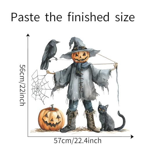 Halloween Wall Stickers Set - Pumpkin, Scarecrow, Black Cat & Spider Decals for Festive Decor