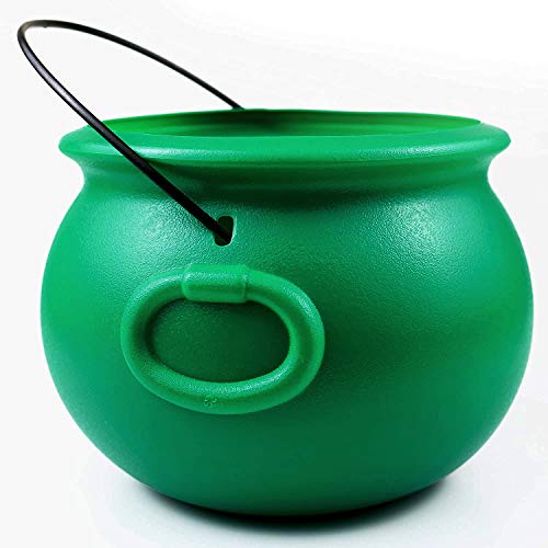 Green Cauldron Pot for St. Patrick's Day & Party Decorations - 8 Inch Plastic