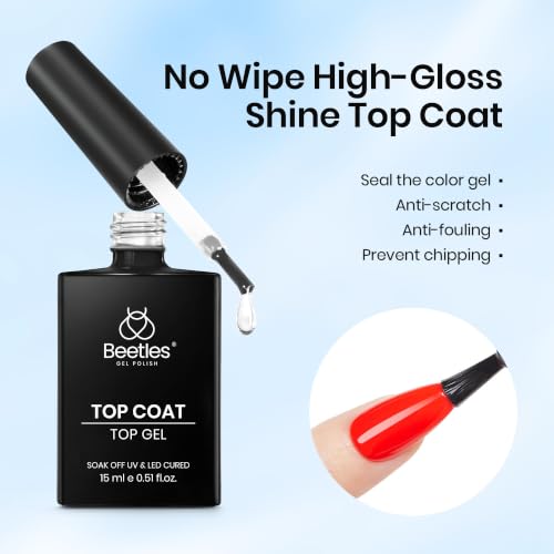Beetles Gel Top Coat No Wipe High Gloss Clear 15ml - H-Clear-2