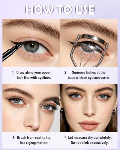 Black Waterproof 5D Tubing Mascara & Eyeliner Set - Long Lasting Eye Makeup