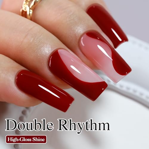 Dark Red Gel Nail Polish - 15ML Soak Off Same Color & Bottle, Manicure DIY
