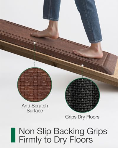 Brown Anti-Fatigue Kitchen Mat 20x40 Inch Extra Thick Cushioned Floor Mat