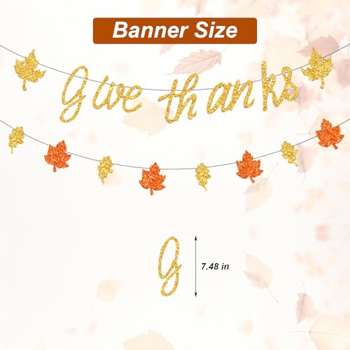 Thanksgiving Banner Set with Glitter 'Give Thanks' & Fall Leaf Garland - DIY Party Decorations