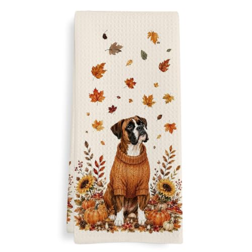 Boxer Dog Kitchen Hand Towels - Fall Decor, 16x24, Funny Gift, Variation of Boxer Dog