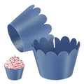 Navy Blue Wave Cupcake Wrappers 100-Pack | Elegant Baking Cups for Weddings & Parties